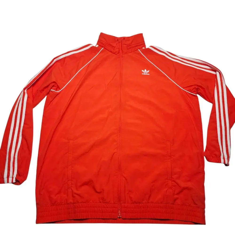 Adidas 3 Stripes SST Windbreaker Hooded Jacket Men’s XL Orange Packable Hood
